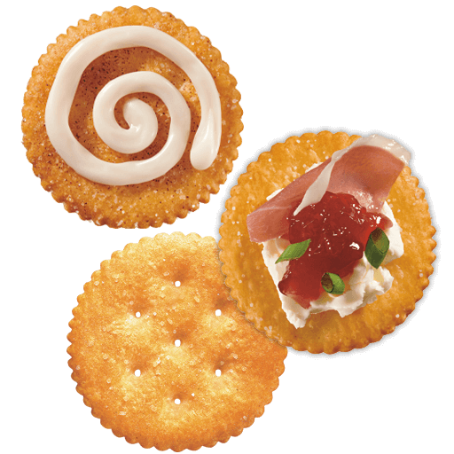 Ritz crackers with ham and mayo